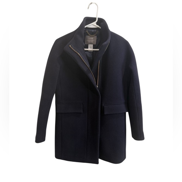 J. Crew Navy Stadium Cloth Cocoon Coat Italian Wool Nello Gori. Size 00 - Picture 5 of 10